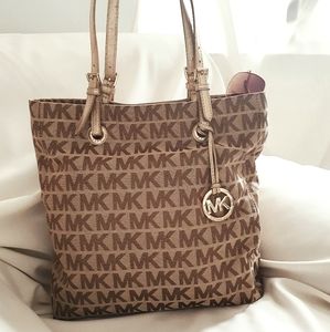 Michael Kors Large Signature Jacquard Tote Gold